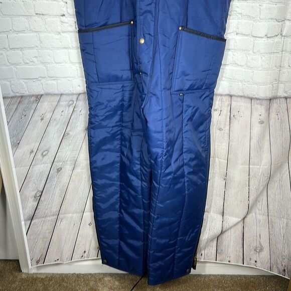 Vintage RefrigiWear Insulated Carpenters Overalls Adult XL Puffer Blue Work Wear - Picture 2 of 11